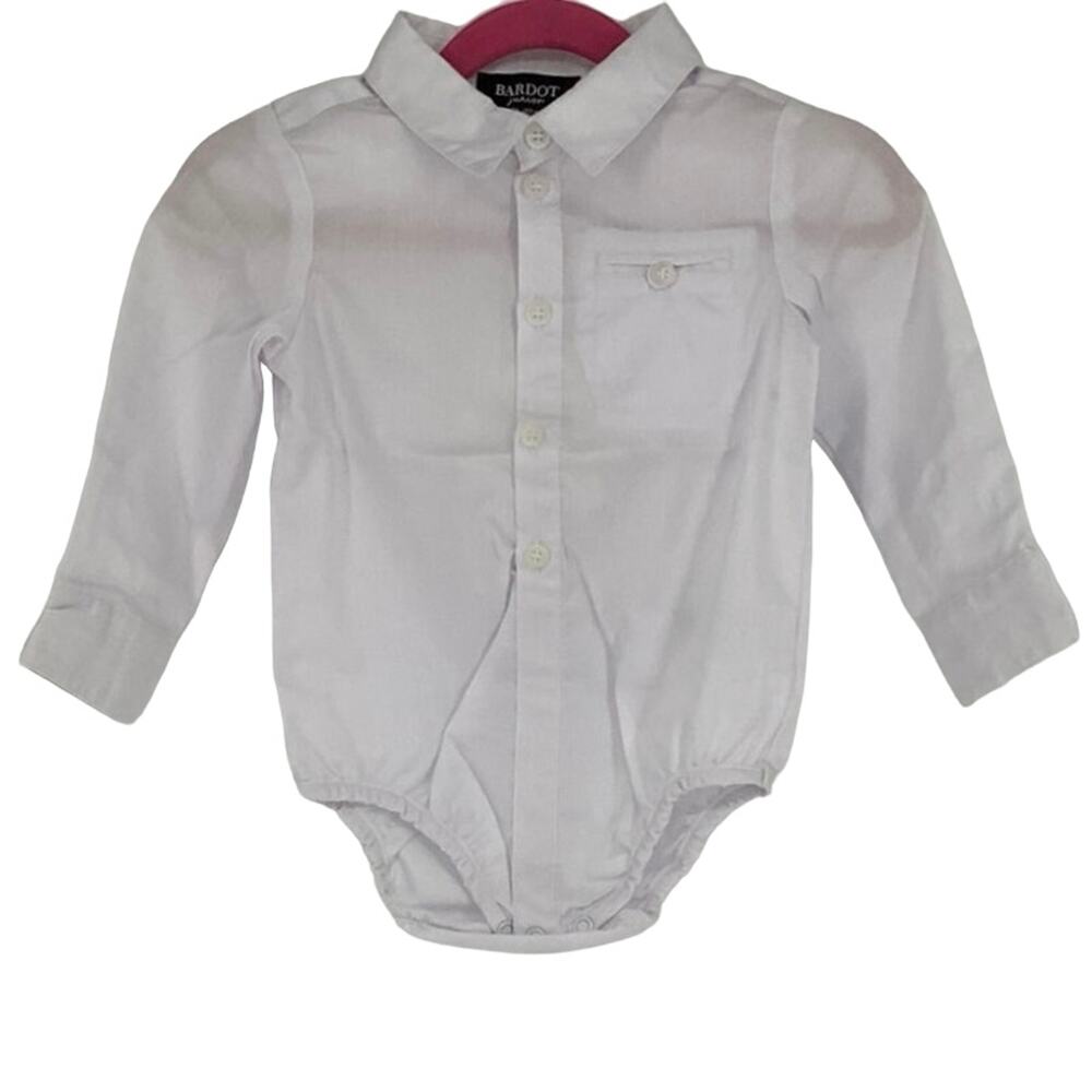 Bardot Junior 12-18M White Textured Grow Button Up Long Sleeve Shirt O4-4